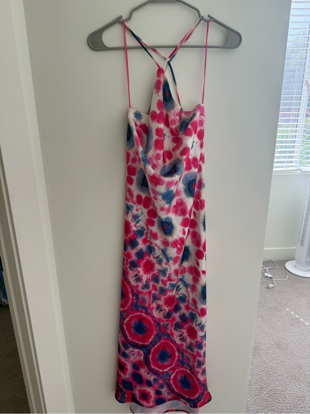 Zara Tie-Dye Pink & Blue Cowl Slip Dress